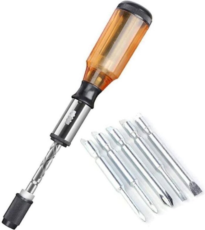 DrüCken Ziehen Ratschen Schraubendreher Set 5 im 1 Bit HüLsen Dreher Bit-Halter Inbusschrauben Schraube