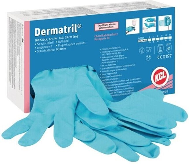 HONEYWELL Einweghandschuhe Dermatril 740 Größe 8 blau ( 4000371729 )