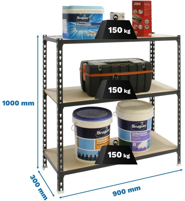 Simonrack Moderne Regal Anthrazit Holz 1000x900x300 mm