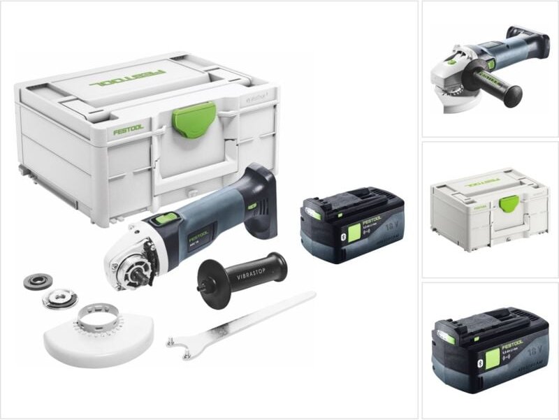 Festool AGC 18-125 EB-Basic Akku Winkelschleifer 18 V 125 mm Brushless + 1x Akku 5,0 Ah + Systainer - ohne Ladegerät