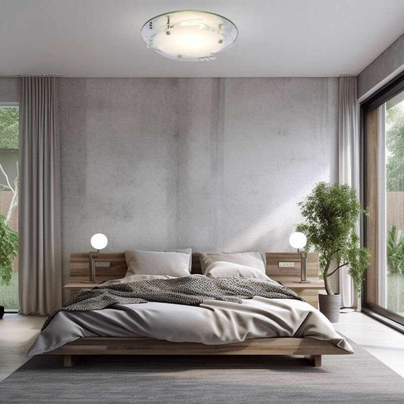 Thumbnail - Led Deckenleuchte Kristalle Deckenlampe Glas weiß Wohnzimmerleuchte weiß, 12W 680Lm warmweiß, DxH 25x9,5 cm