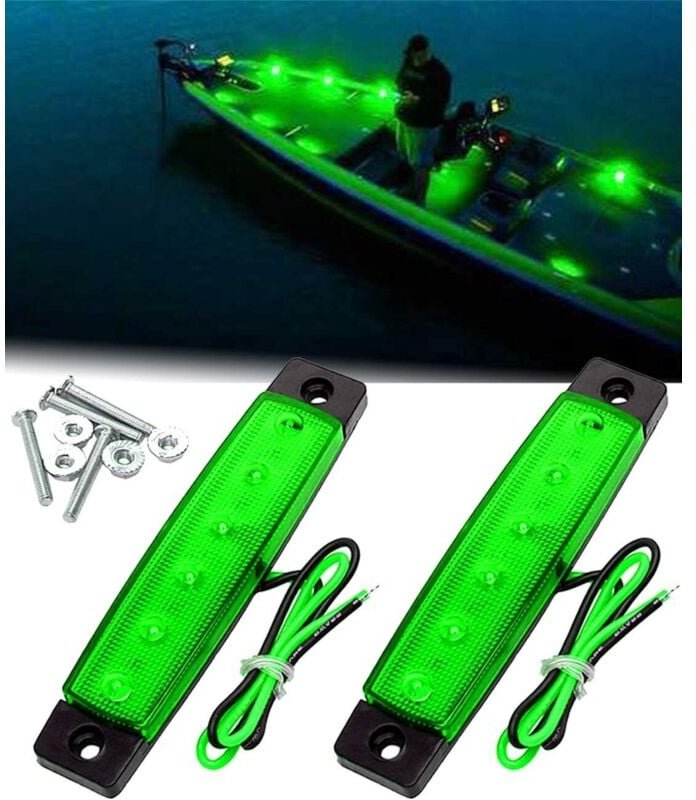 2er-Pack LED-Innenbeleuchtung für Boote, Utility Slim Strip Bar für Innenbeleuchtung, Cockpitbeleuchtung, grünes Navigat...