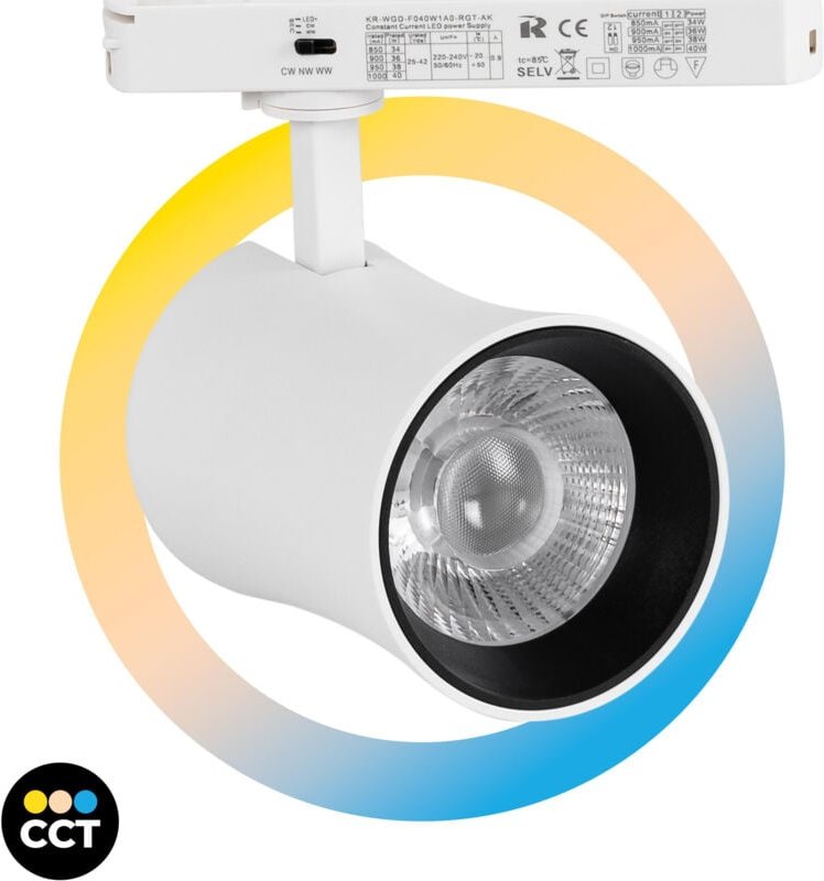 Barcelona Led - Architektonischer led cct 1-Phase-Schienenstrahler - 40W - cri