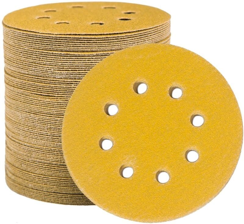 Schleifscheiben Schleifpapier 125 mm, 100 Schleifscheiben Schleifer Runde Schleifpads 8 Löcher zum Schleifen Polieren Ro...