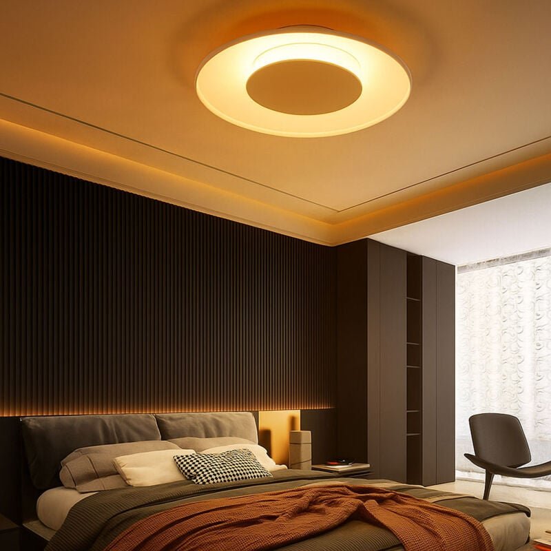 Deckenlampe weiß led Deckenleuchte Glas Küchenleuchte Wohnzimmer, Metall Kunststoff, 13W 750lm warmweiß, DxH 30x6 cm Wof...