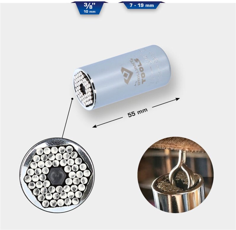 Brilliant Tools - 3/8'-Universalsteckschlüssel, 7 bis 19 mm