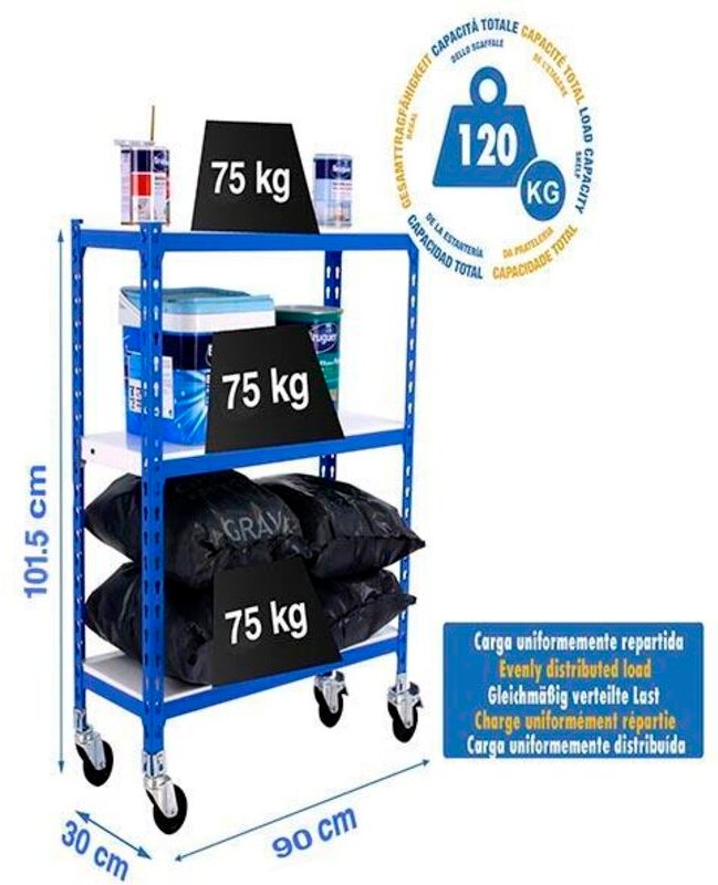 Simonrack Moderne Regale in Blau und Weiß aus Metall mit 3 Fächern