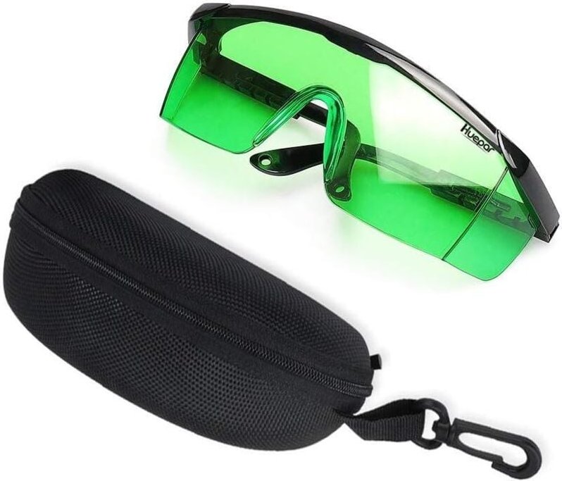 Huepar - GL01G Grün Laserlichtbrille - Grün Laserbrille für Grüner Strahl Kreuzlinienlaser, Rotationslaser und Mehrlinie...