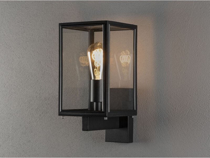 Konstsmide Lighting - Stehende Außenwandlaterne carpi Schwarz mit Klarglas, Höhe 33cm