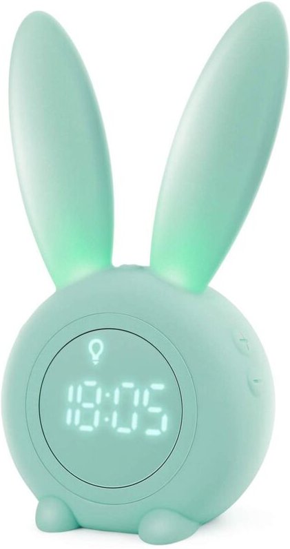 Niedlicher Hasen-Sensor-Wecker, intelligente automatische Anpassung des Atemlichts, Zeit-/Datums-/Temperaturanzeige, Mus...