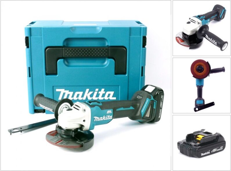 Makita DGA 504 Y1J Akku Winkelschleifer 18V 125mm Brushless + 1x Akku 1,5Ah + Makpac - ohne Ladegerät