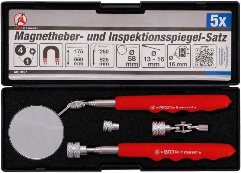 Magnetheber- und Inspektionsspiegel-Satz 4-tlg.