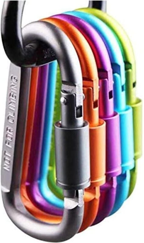 6er-Pack Aluminium-D-Ring-Karabiner für Camping, Reisen, Angeln, Wandern.