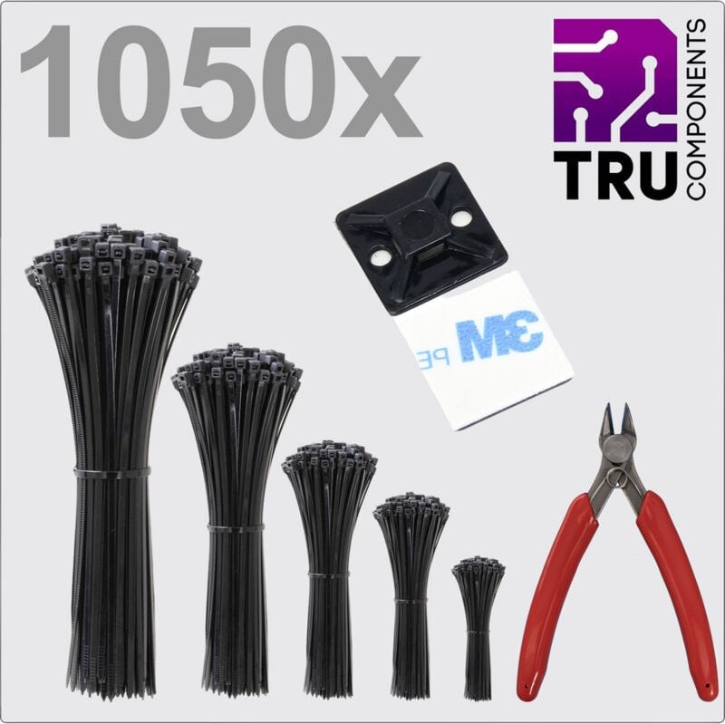 Tru Components - TC-13377620 T24CA116 Kabelbinder Schwarz UV-stabilisiert 1050 St.