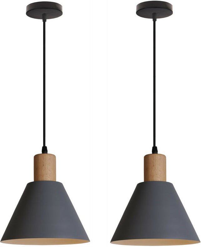 2Pcs Kreative Kronleuchter Einfache Industrielle Pendelleuchte Schmiedeeisen Wohnzimmer Schlafzimmer (Grau)