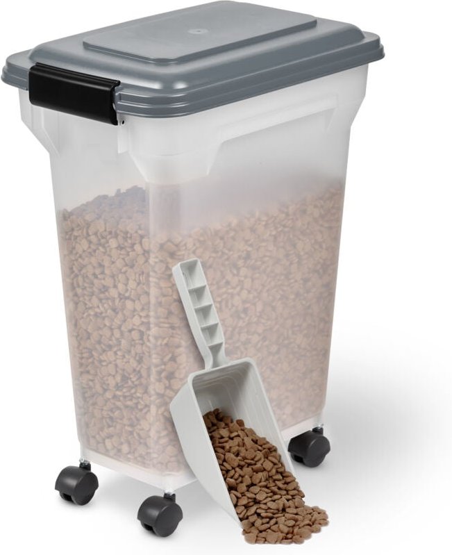 Iris Ohyama - Hundefutter Aufbewahrung mit Rollen, 20L/7.5kg, Grau, Luftdichte Futterbox, Trockenfutter, Futterbehälter,...