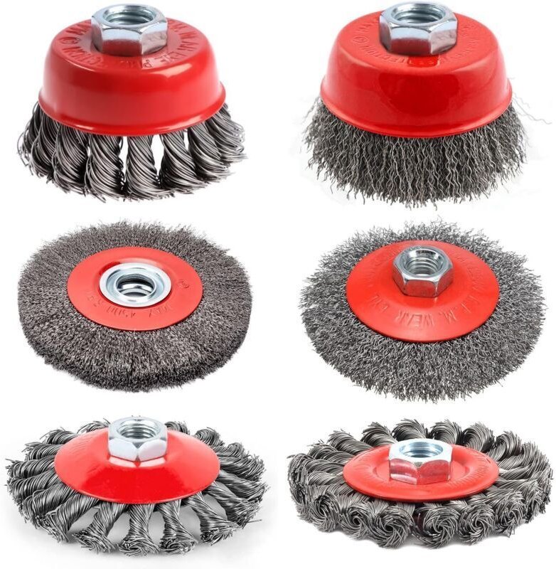 6-teiliges Metallbürsten-Set für Winkelschleifer, Metallbürsten-Set für Metallbohrmaschinen, 75 mm und 100 mm Durchmesse...