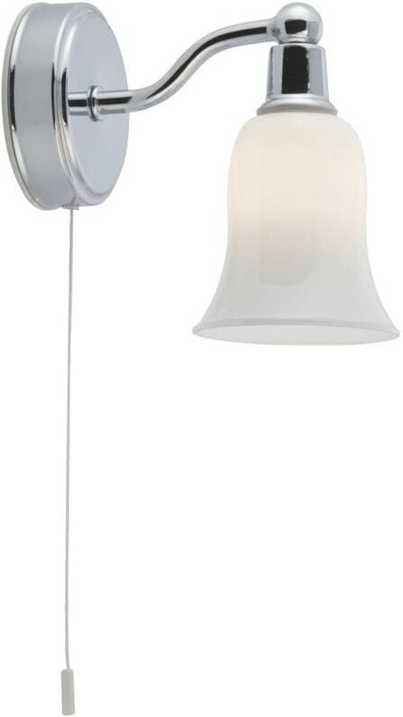 Spiegelleuchte Metall Glas G9 IP44 h: 14 cm mit Schalter Chrom Weiß Jugendstil Wandleuchte Bad