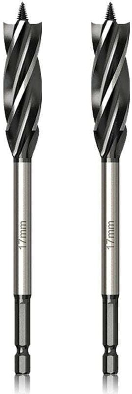 Ulisem - Professional Holzbohrer 17 mm x 165 mm x 2 Stück Schlangenbohrer mit selbsteinführender Pilotspitze, 1/4 Zoll S...