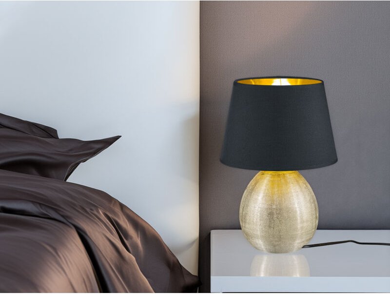Reality Leuchten - Tisch Lampe Leuchte Schlafzimmer schwarz goldfarbig Schreibtsich Wohnraum R50631079