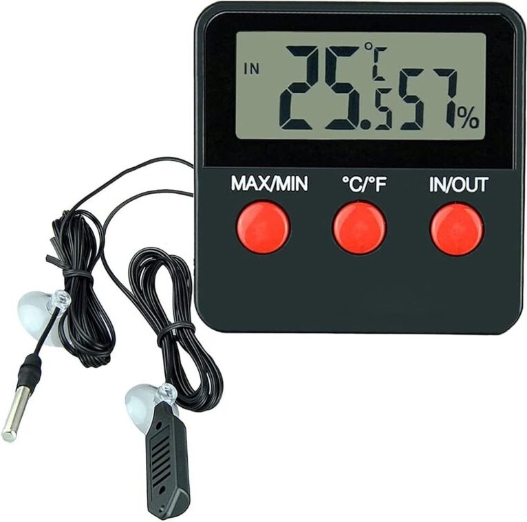 Digitales LCD-Thermometer-Hygrometer für Reptilien, Terrarien, Haustiere, Inkubatoren und Aquarien (Batterie nicht entha...
