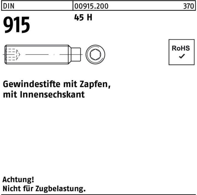 Gewindestift din 915 m.Zapfen/Innensechskant m 4 x 8 45 h
