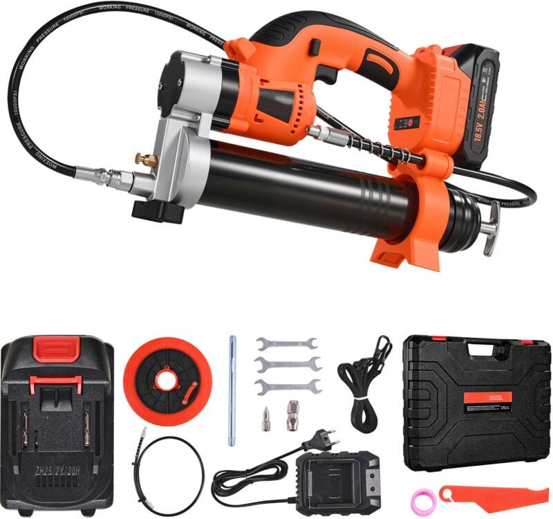 Thumbnail - Mophorn Kabellose Fettpresse, maximaler Druck von 80.000 PSI, batteriebetrieben mit LED-Leuchte, 76,2 cm langer Schlauch...