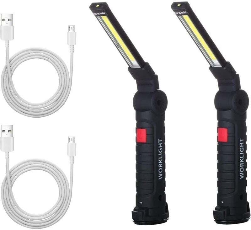 Aiperq - 2 x COB-Arbeitsleuchte, wiederaufladbare LED-Arbeitslampe, COB-Taschenlampe, Arbeitsleuchte, LED-Arbeitslampe m...