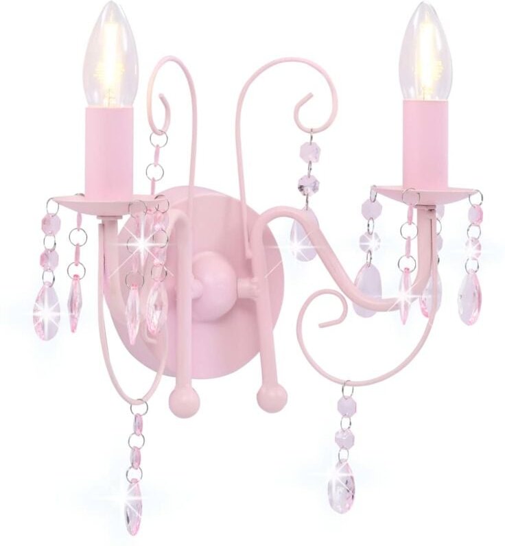 Wandleuchte mit Perlen Rosa 2 × E14-Fassungen Vidaxl