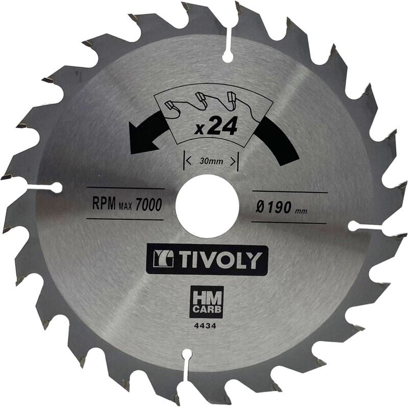 Kreissägeblatt • Ø190 mm • 24 Hartmetallzähne • Zum Schneiden von Hartholz • Zum Schneiden von Laminatholz - Tivoly