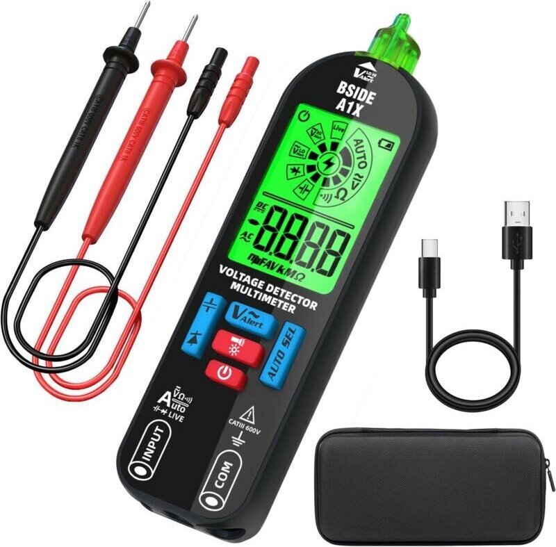 Thumbnail - BSIDE A1X Mini-Digitalmultimeter, wiederaufladbar, berührungsloser Spannungsprüfer mit ID-Anzeige, automatischer Spannun...