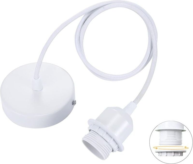 E27-Pendellampenfassung aus Metall, Lampenfassung mit 100 cm verstellbarem Kabel, kompatibel mit Deckenlampenschirm (wei...