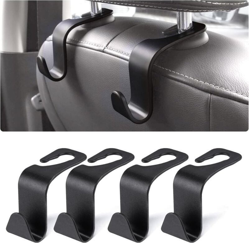 Thumbnail - Cyslmuk - 4 Stück Auto-Kopfstützen-Haken, Kopfstützen-Haken, Auto-Aufbewahrungshaken, für Handtaschen und Geldbörsen, Mä...