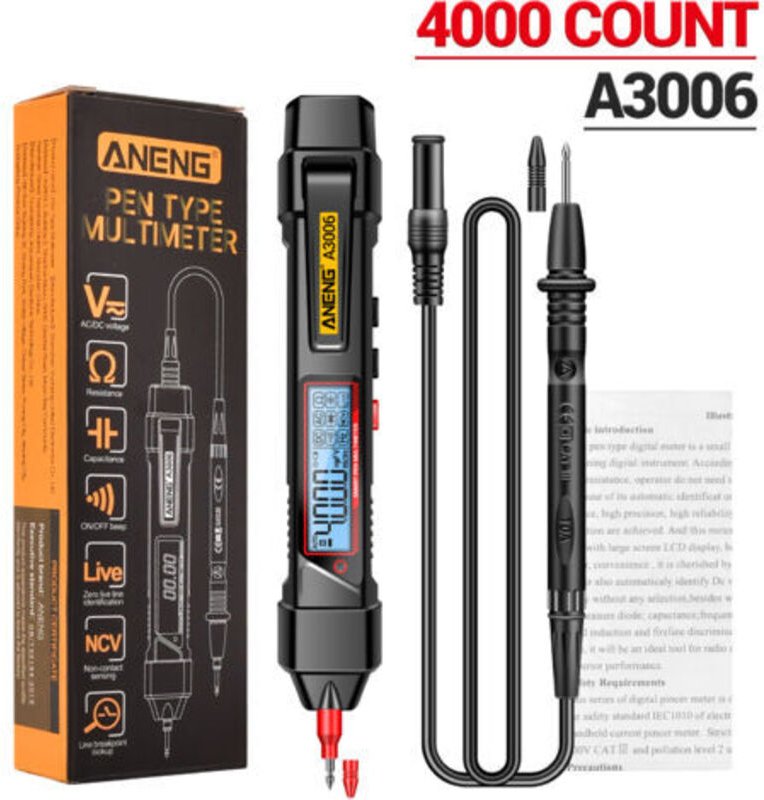 A3006 Stift-Digitalmultimeter, 4000-stelliger AC/DC-Spannungsprüfer, Nulldurchgangsprüfer, Widerstands-, Kapazitäts- und...