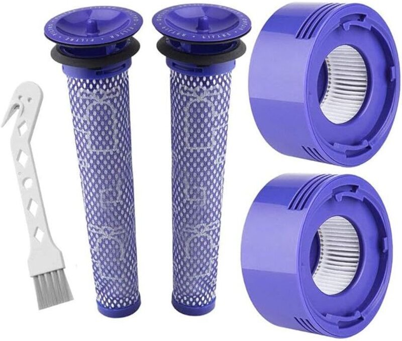 4-teiliges Ersatzfilter-Set, kompatibel mit Dyson V7 und V8 Staubsaugern – 2 Hochleistungs-Vorfilter und 2 Hochleistungs...