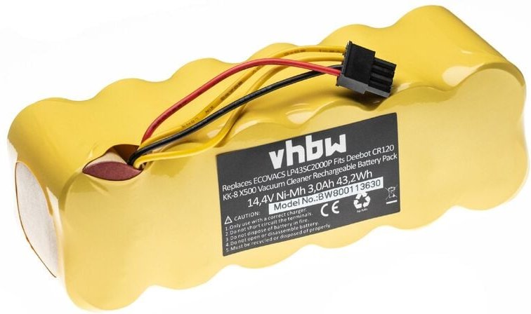 1x Akku kompatibel mit Ariete Bricola 2717, 2713 Home Cleaner Heimroboter (3000 mAh, 14,4 v, NiMH) - Ersatz für LP43SC20...