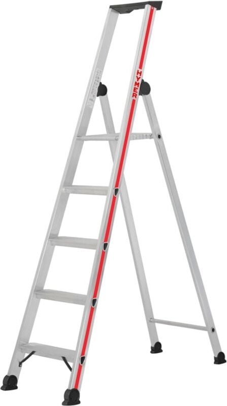 Thumbnail - Stufenstehleiter mit Plattform, einseitig begehbar, 7 Stufen, Standhöhe 1,58 m - Hymer