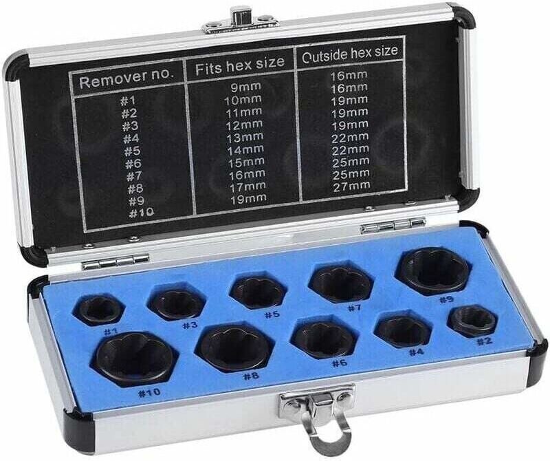 Set mit 10 Mutternausdrehern, Bolzenausdreher aus Aluminiumlegierung zum Entfernen von abgenutzten oder beschädigten Bol...