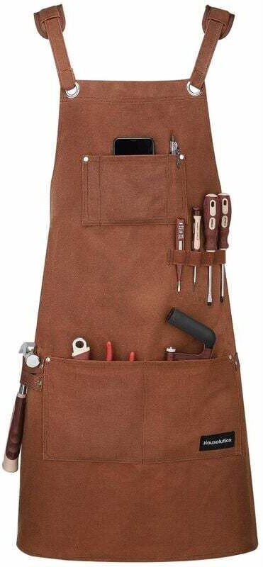 Werkzeugschürze, multifunktionale, wasser- und ölbeständige Arbeitsschürze aus strapazierfähigem, gewachstem Canvas mit ...