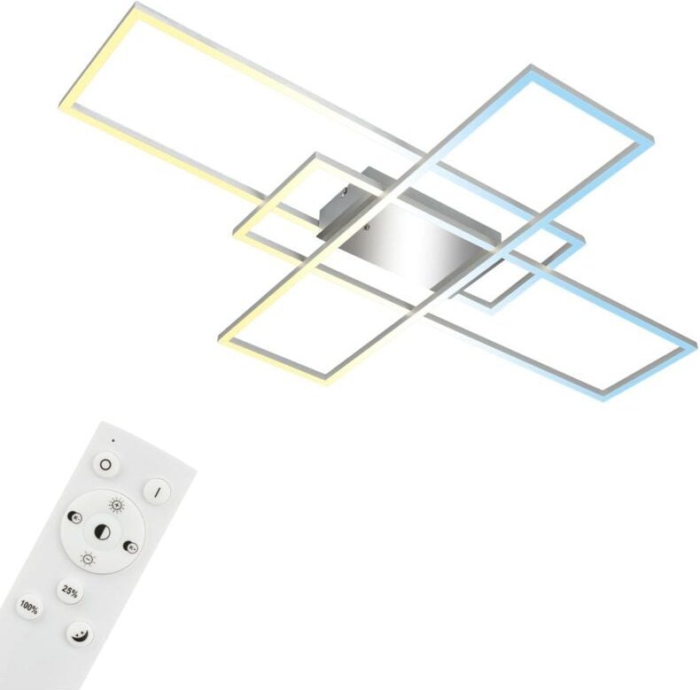 Briloner - Roami led Deckenlampe, Dimmbar, Fernbedienung, Speicherfunktion, Nachtlichtfunktion, Schwarz, 104 x 71 x 9,5 ...