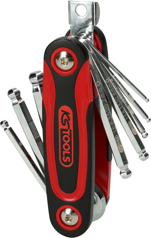 Thumbnail - KS Tools CHROMEplus Kugelkopf-Innensechskant-Winkelstiftschlüssel-Klapphalter, 8-teilig