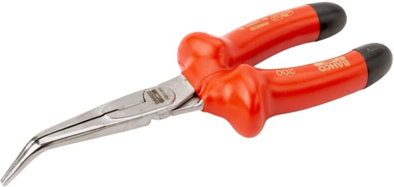 Bahco Nach VDE isolierte Flachrundzange mit um 45° gekröpfter Spitze, 200 mm