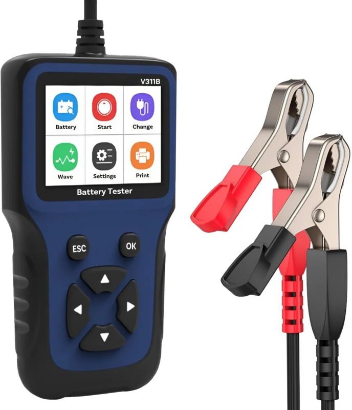 MMOBIEL Autobatterietester – Verbesserter 12-V-Batterie- und Lichtmaschinentester mit Farbdisplay – 100–2000 CCA Lasttes...