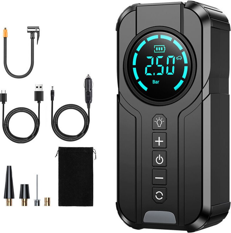 Reifenfüllpumpe, elektrischer Luftkompressor, tragbare Mini-Autoreifen-Luftpumpe, tragbarer Lade-Inflator, voreingestell...