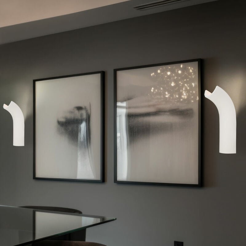 Wandleuchte Wandlampe Innenleuchte Flurleuchte Eingangsbereich, Gipsgestell weiß, gebogene Form, 1x led 4,2 Watt 200 Lum...