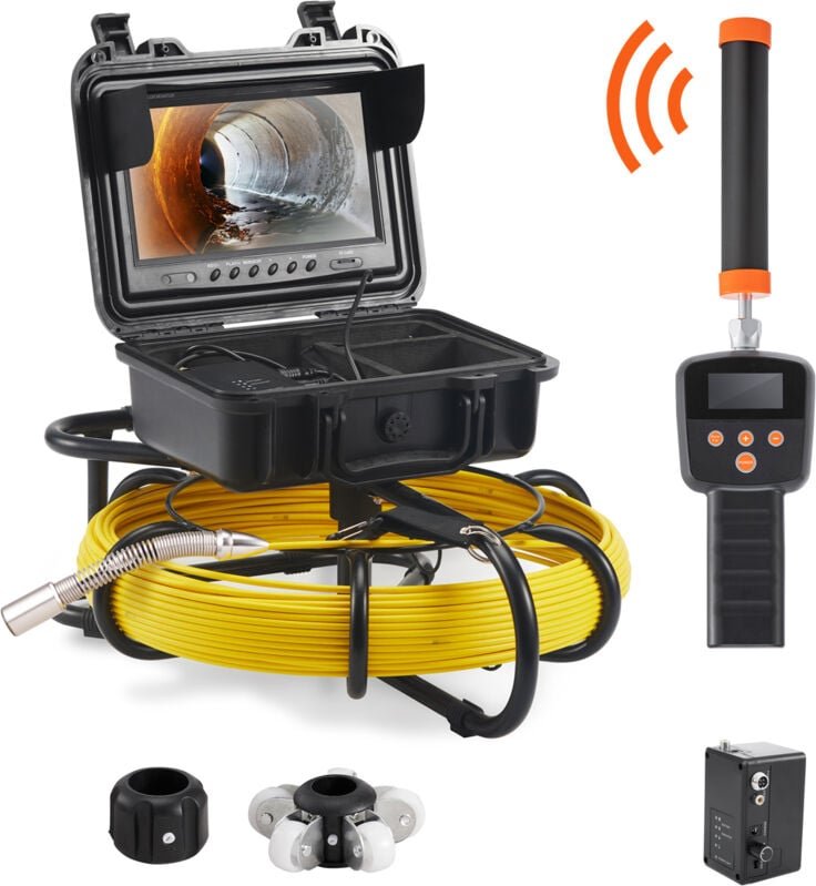 Thumbnail - Kanalkamera 50m, 23cm Rohrinspektionskamera mit 512-Hz-Ortung, DVR-Funktion, IP68-Kamera mit 12 einstellbaren LEDs, eine...