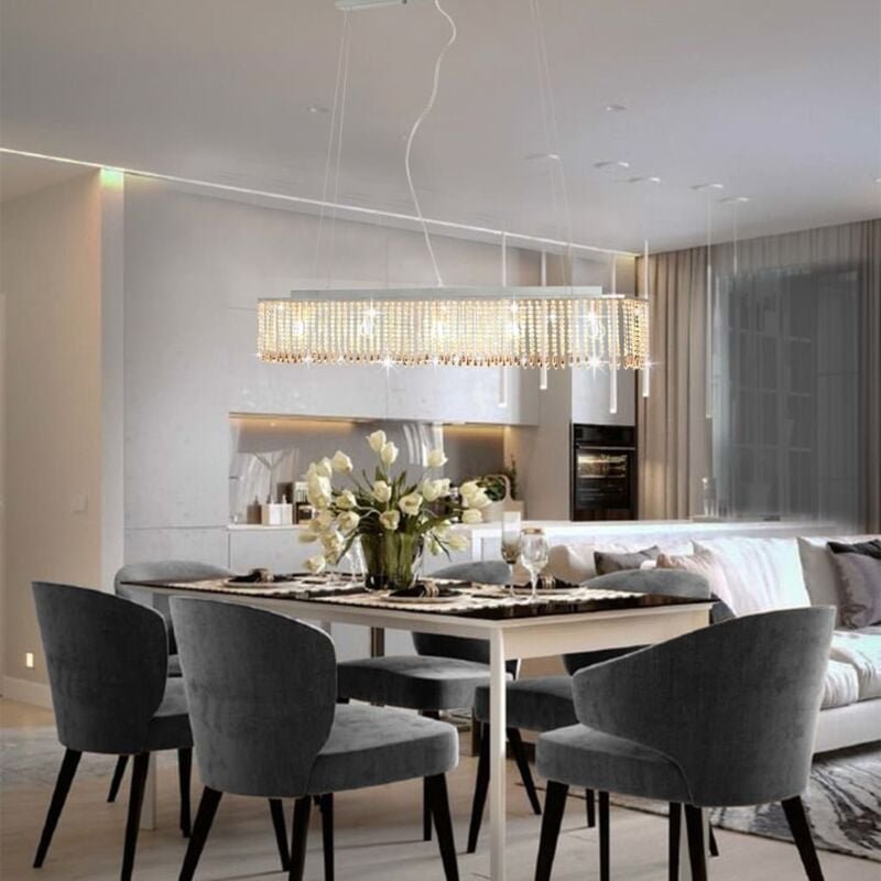 Deckenleuchte mit Kristallperlen Silbern 104 cm E14 - Vidaxl