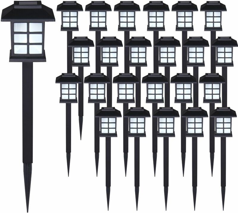 Monzana® led Solarlampe Außen Wetterfest IP44 Erdspieß Solar Garten Laterne Schwarz Solarleuchte Balkon 24er Set