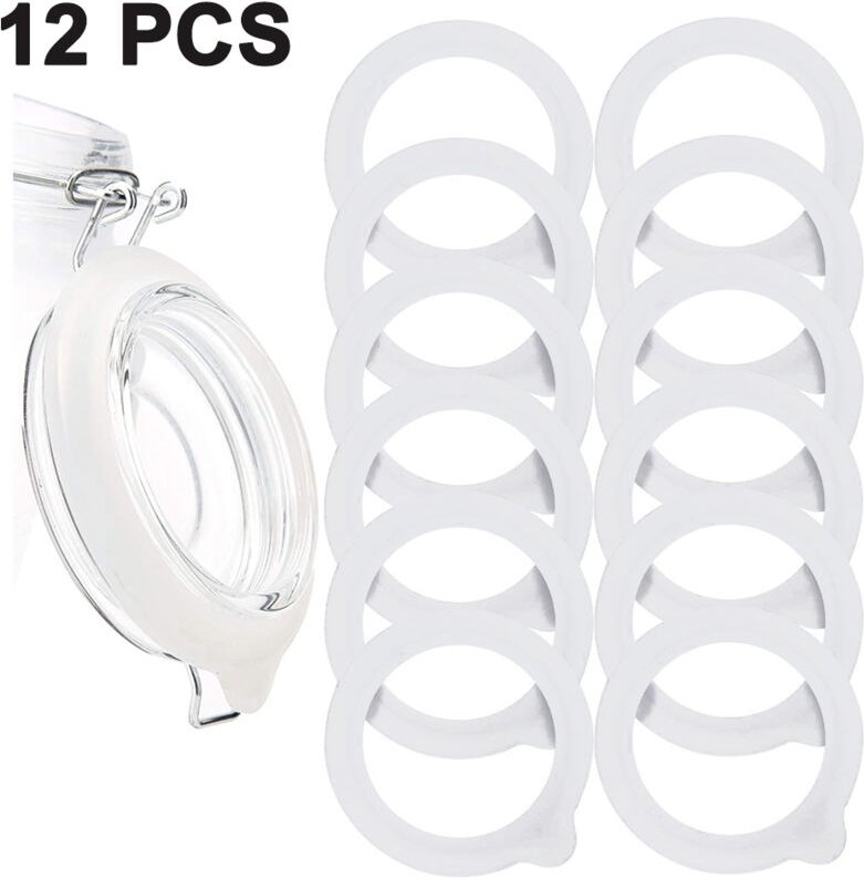 12 Silikon-Dichtungsringe, Ersatz-Silikondichtungen, luftdichte Silikon-Dichtungsringe für Vorratsgläser mit normaler Öf...