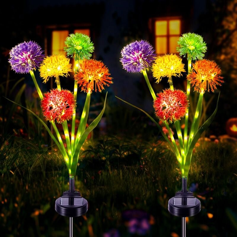 Solar-Gartenleuchte, 2 Stück, Löwenzahnblume, Outdoor-Solarlampe für Gartendekoration, Terrasse, Hochzeit, Weihnachten, ...